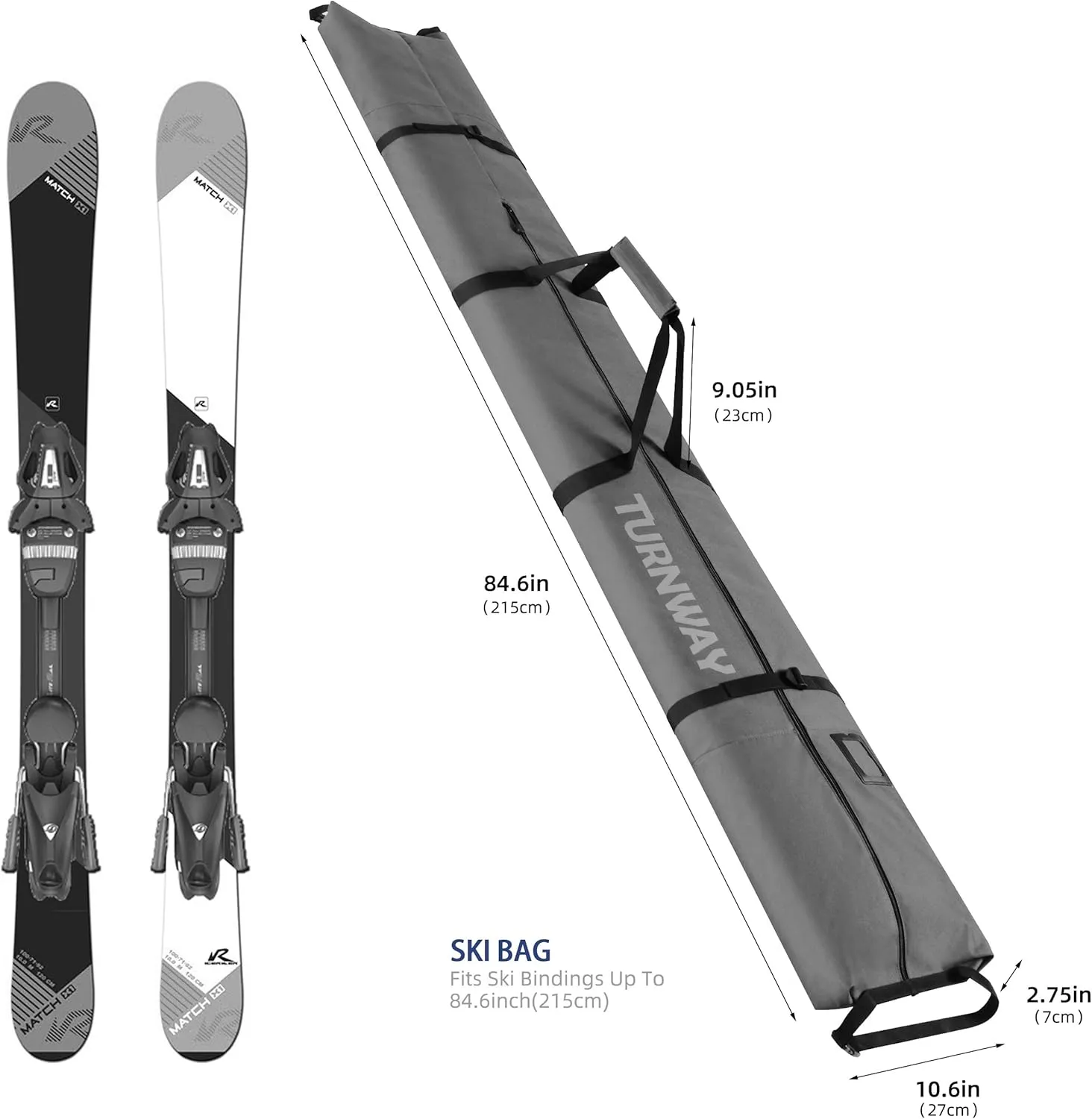 Ski Bag | Store & Transport Skis Up to 215 cm, Poles & Extras | Waterproof - for Men, Women and Youth