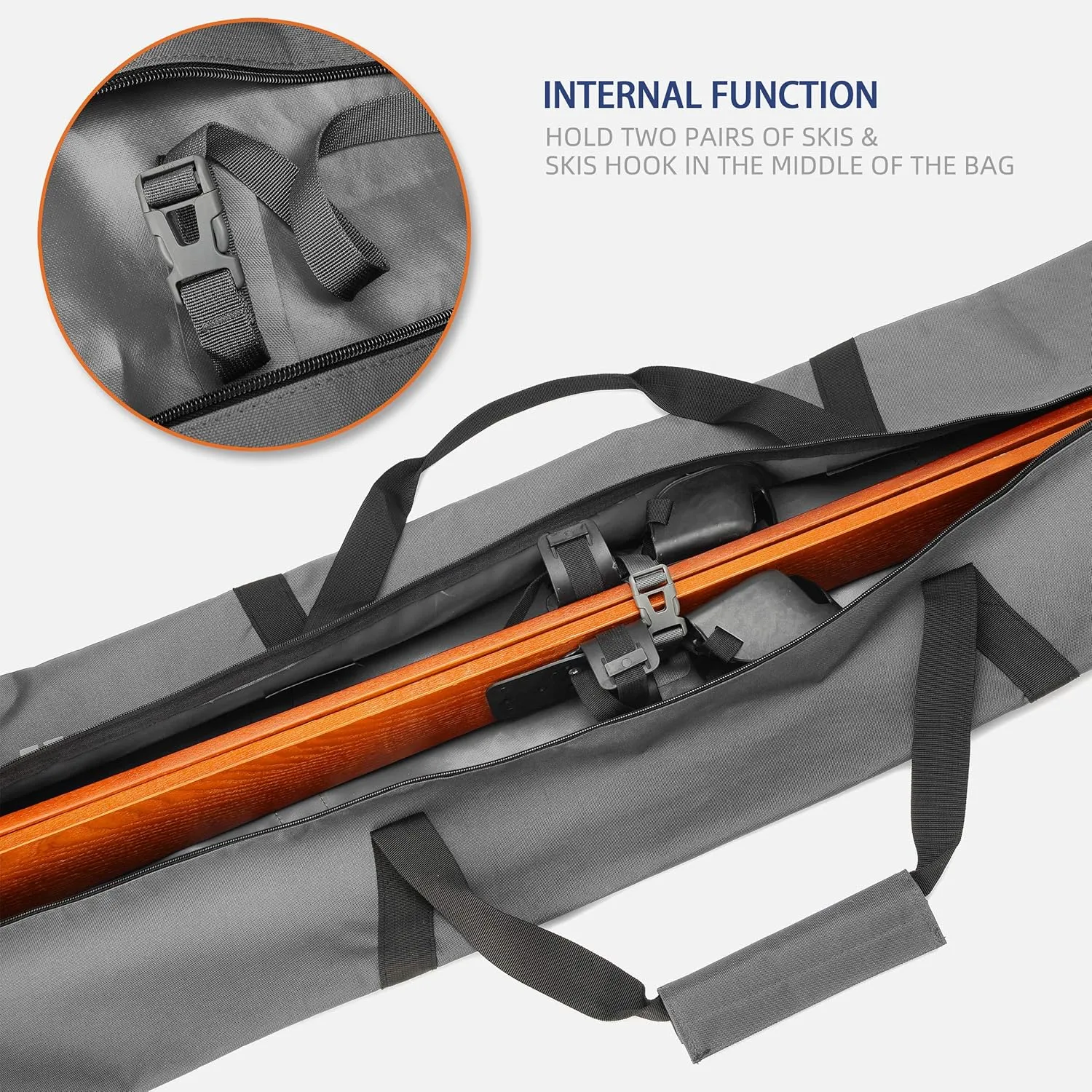 Ski Bag | Store & Transport Skis Up to 215 cm, Poles & Extras | Waterproof - for Men, Women and Youth