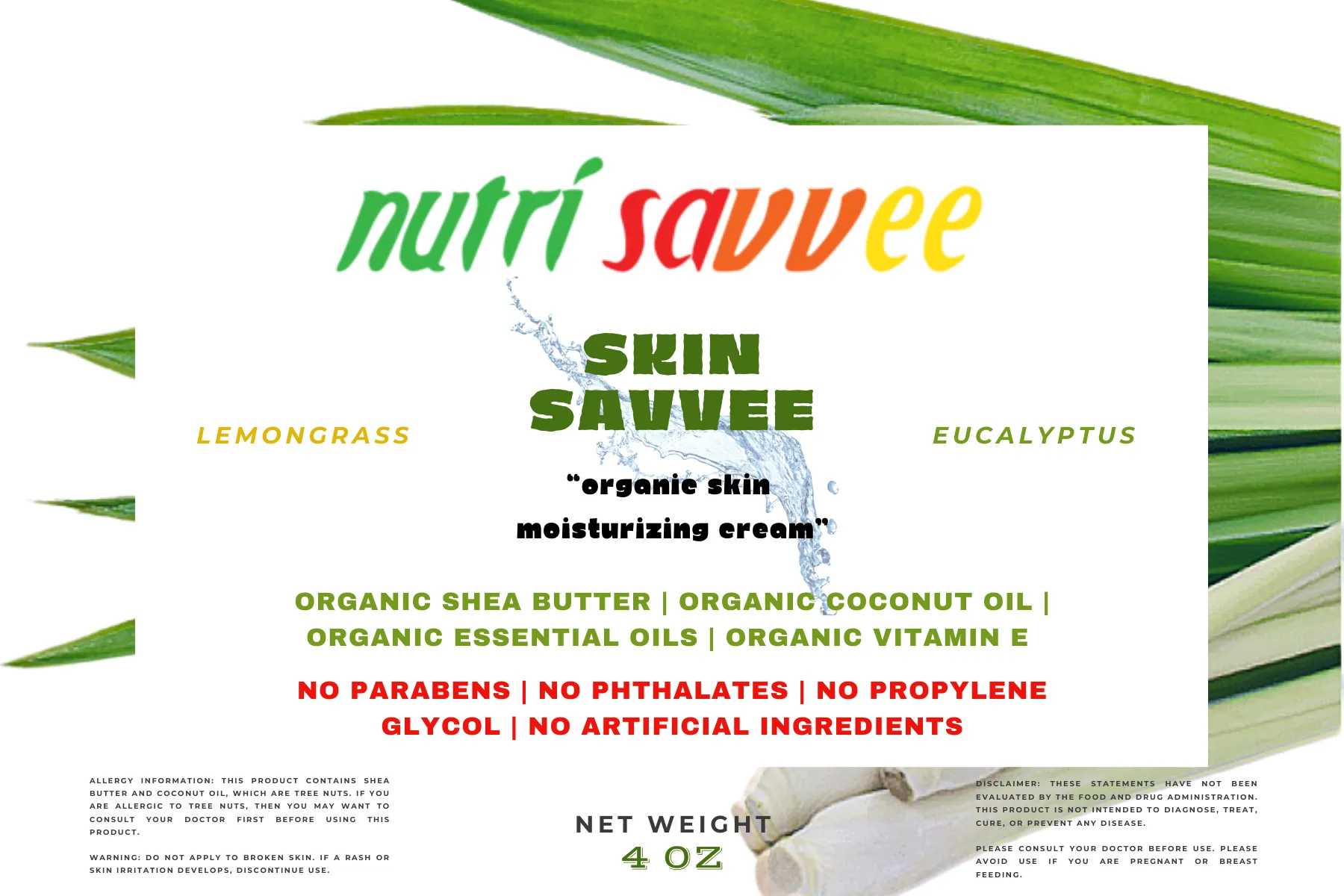 Skin Savvee Organic Moisturizing Cream – 24-Hour Hydration with Shea Butter & Vitamin E