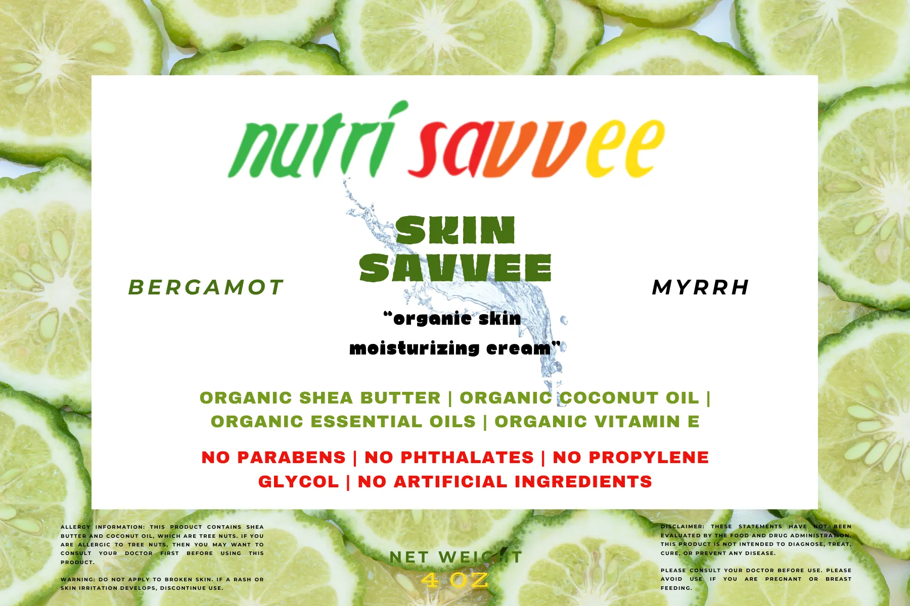 Skin Savvee Organic Moisturizing Cream – 24-Hour Hydration with Shea Butter & Vitamin E
