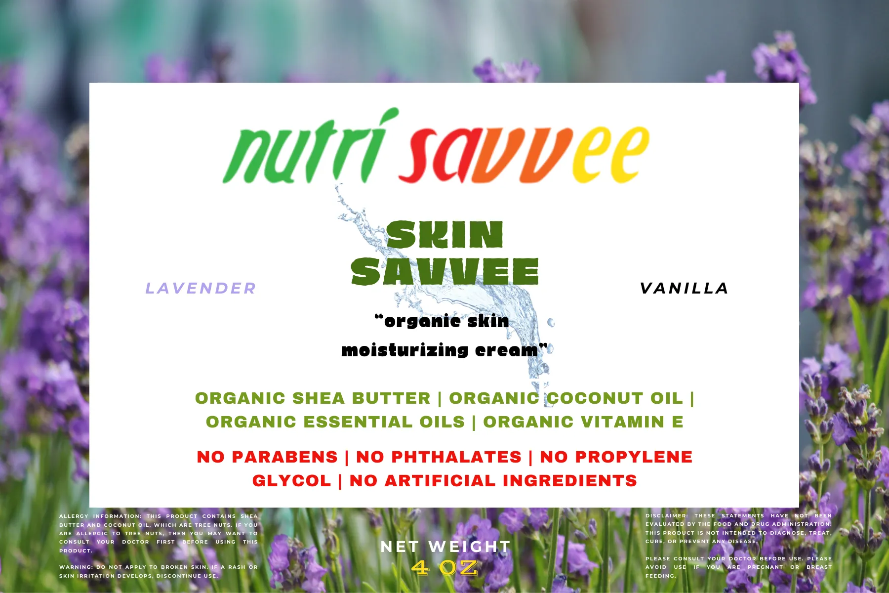 Skin Savvee Organic Moisturizing Cream – 24-Hour Hydration with Shea Butter & Vitamin E