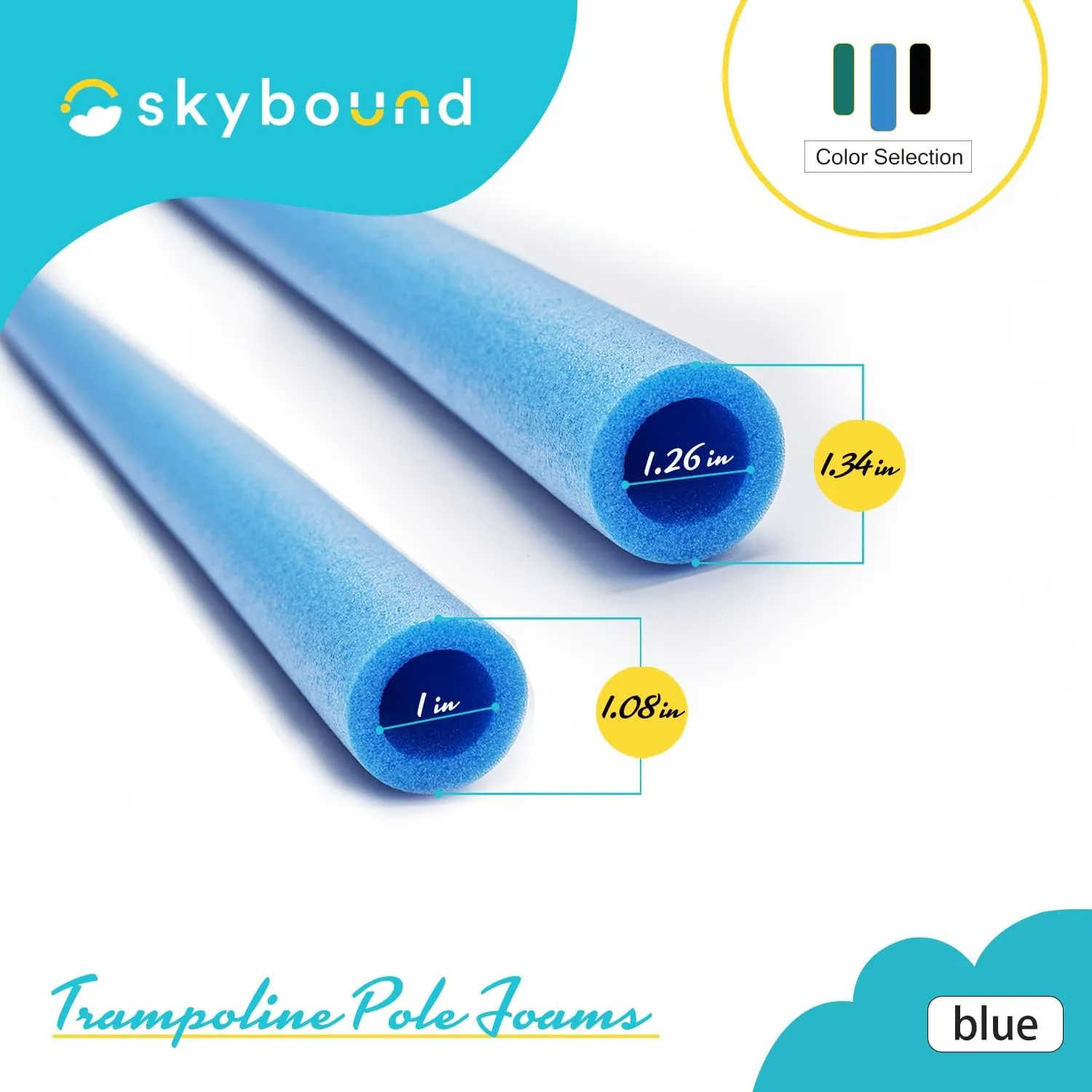 SkyBound Replacement Trampoline Enclosure Foam - Trampolines Poles Cover - Protective Poles Cover Tube Set for Safety Protection - Set of 12 - Variety of Colors and Sizes