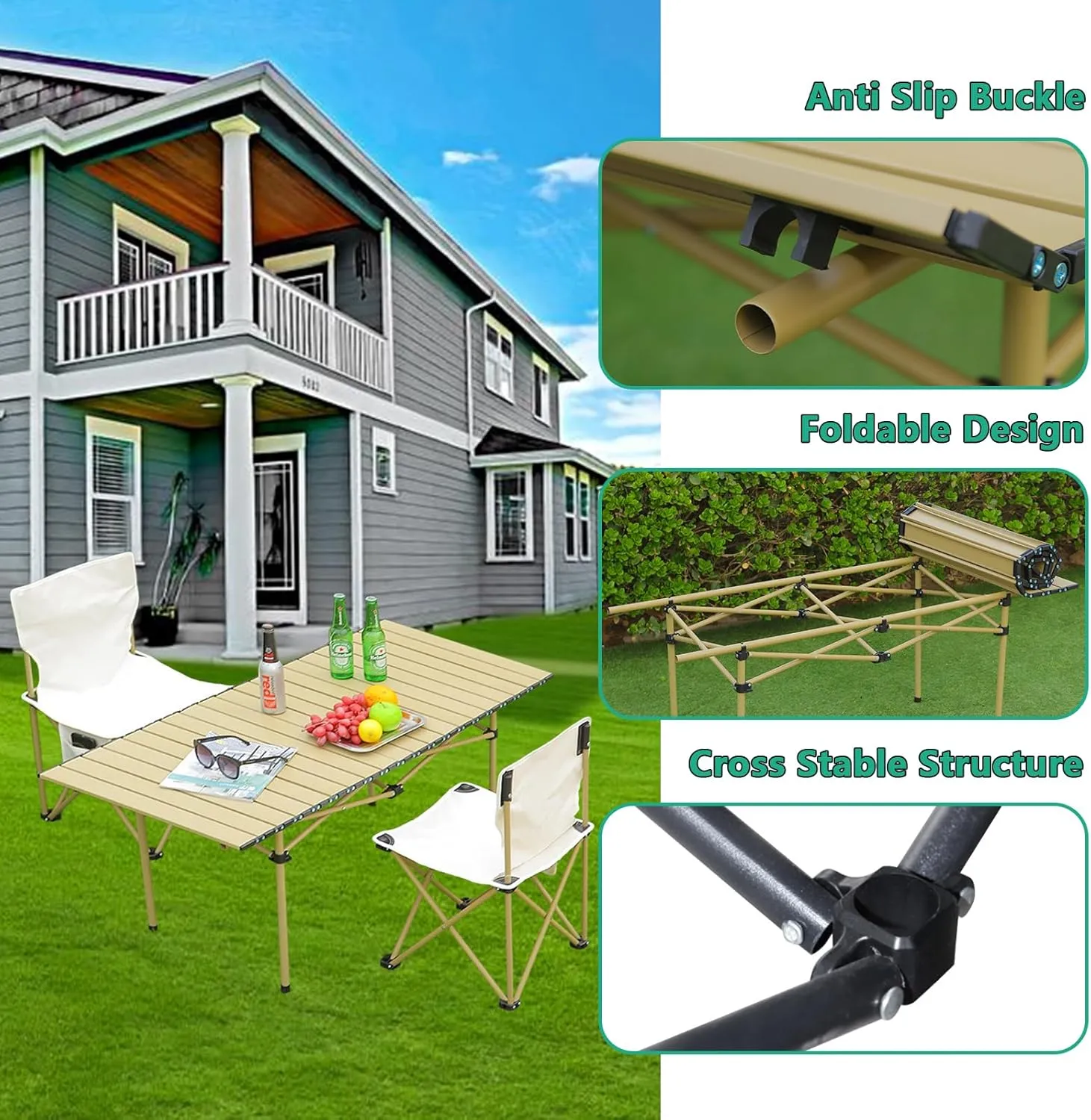 Small Folding Camping Table, Ultralight Aluminum Beach Table with Carry Bag, Perfect for Outdoor Cooking, Picnic, BBQ, and Festivals Black 50×53×50cm/19.7×20.9×19.7in