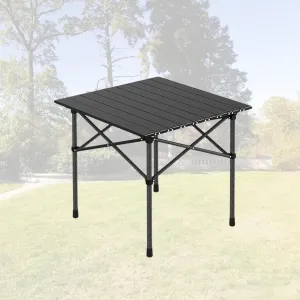 Small Folding Camping Table, Ultralight Aluminum Beach Table with Carry Bag, Perfect for Outdoor Cooking, Picnic, BBQ, and Festivals Black 50×53×50cm/19.7×20.9×19.7in