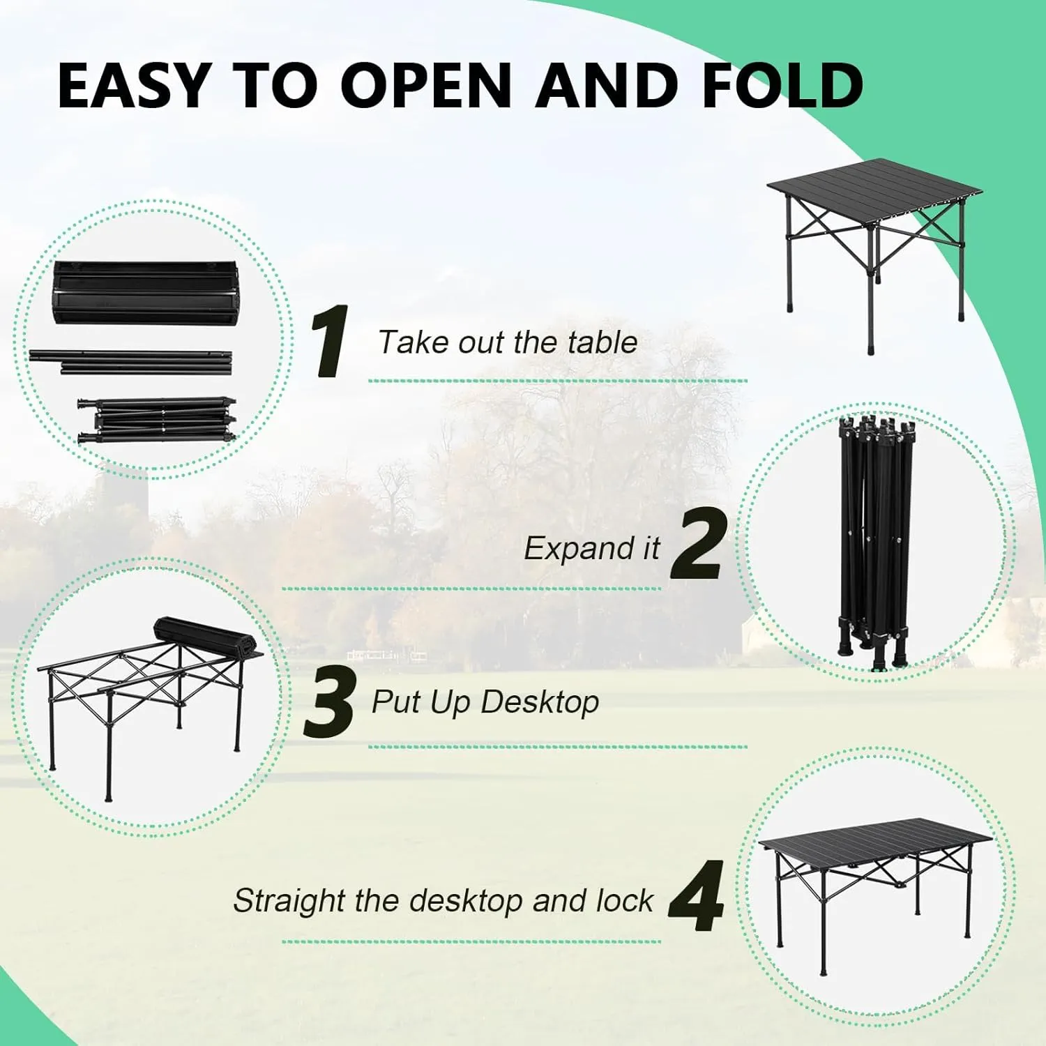 Small Folding Camping Table, Ultralight Aluminum Beach Table with Carry Bag, Perfect for Outdoor Cooking, Picnic, BBQ, and Festivals Black 50×53×50cm/19.7×20.9×19.7in