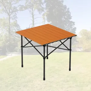 Small Folding Camping Table, Ultralight Aluminum Beach Table with Carry Bag, Perfect for Outdoor Cooking, Picnic, BBQ, and Festivals Wood Color 50×53×50cm/19.7×20.9×19.7in