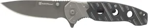 Smith & Wesson 7.75in Ti-Nitride, High Carbon S.S. Folding Knife with 3.25in Drop Point Blade and G10 Aluminum Handle for Outdoor Survival, Camping and EDC,Grey