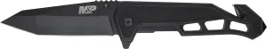 Smith & Wesson Border Guard Spring Assist 9.25 in Folding Knife with 3.99 in Tanto Blade and G-10 Handle for Outdoor, Tactical, Survival and EDC, Black
