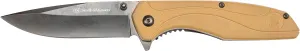 Smith & Wesson SW1103 8.07in Stainless Steel Folding Knife with 3.5in Drop Point Blade and FDE Nylon Handle for Outdoor, Tactical, Survival and EDC