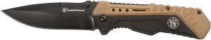Smith & Wesson SWSA11 8in Stainless Steel Assisted Opening Knife with 3.5in Drop Point Blade and Aluminum Handle for Outdoor, Tactical, Survival and EDC