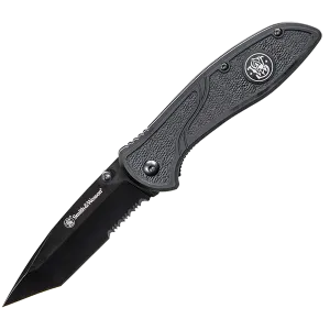 Smith & Wesson Tanto Linerlock Assisted Opening 3.5" Black  Blade Stainless Steel Blue Handle