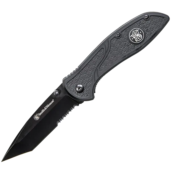 Smith & Wesson Tanto Linerlock Assisted Opening 3.5" Black  Blade Stainless Steel Blue Handle