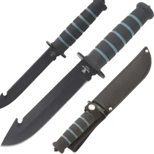 Snake Eye Tactical 12-Inches Heavy-Duty Fixed Blade-Hunting-Outdoor Survival-Knife (Black-Gut Hook)