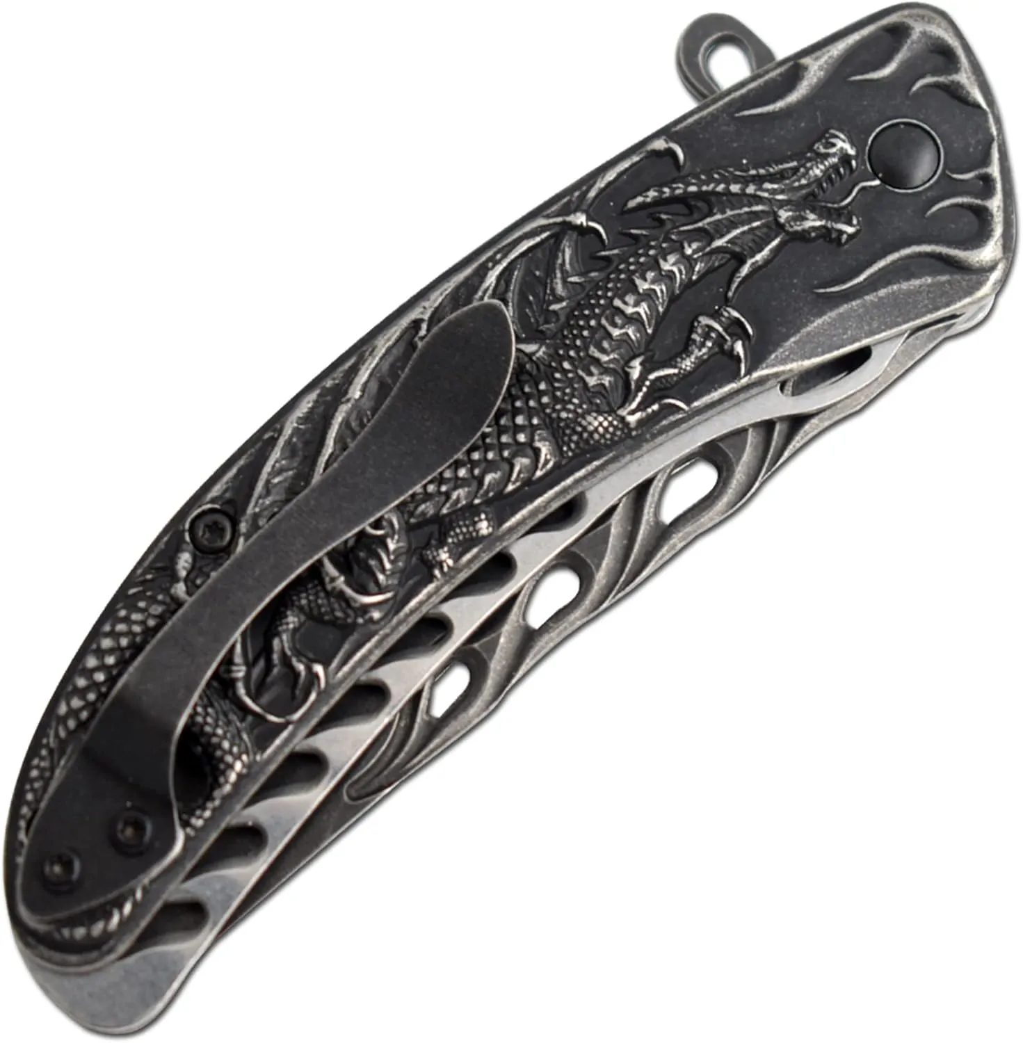 Snake Eye Tactical Assist Heavy-Duty Pocket Knife Dragon Design Handle Camping