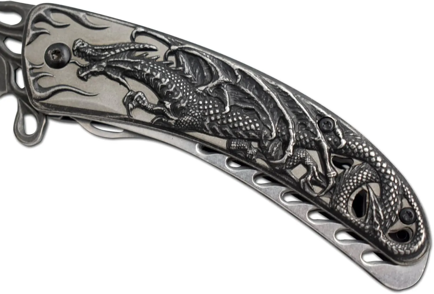Snake Eye Tactical Assist Heavy-Duty Pocket Knife Dragon Design Handle Camping