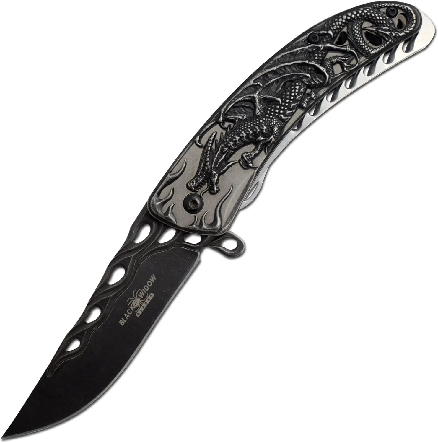 Snake Eye Tactical Assist Heavy-Duty Pocket Knife Dragon Design Handle Camping