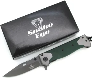 Snake Eye Tactical Heavy Duty Every Day Carry Pocket Folding Knife With Sheath (Green)