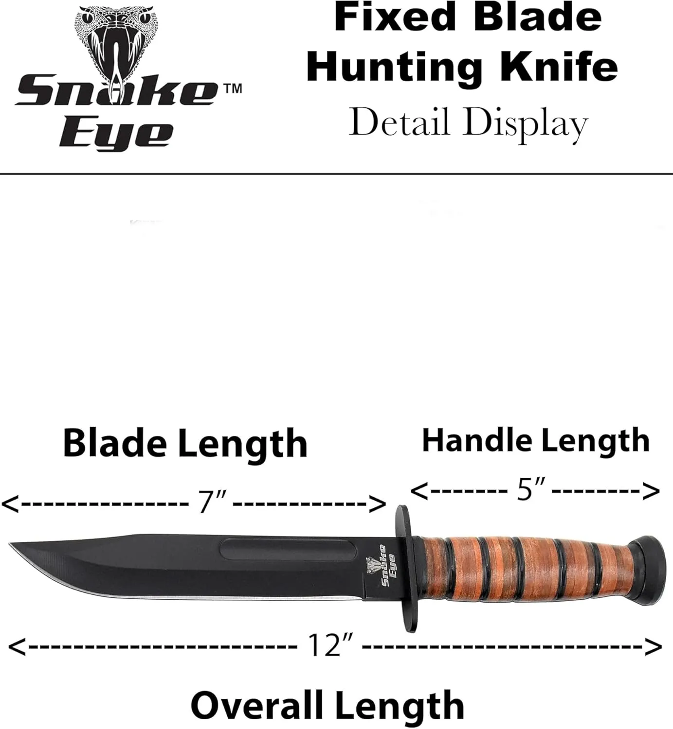 Snake Eye Tactical Heavy Duty Fixed Blade-Hunting Camping & Outdoor Knife (YWPB)