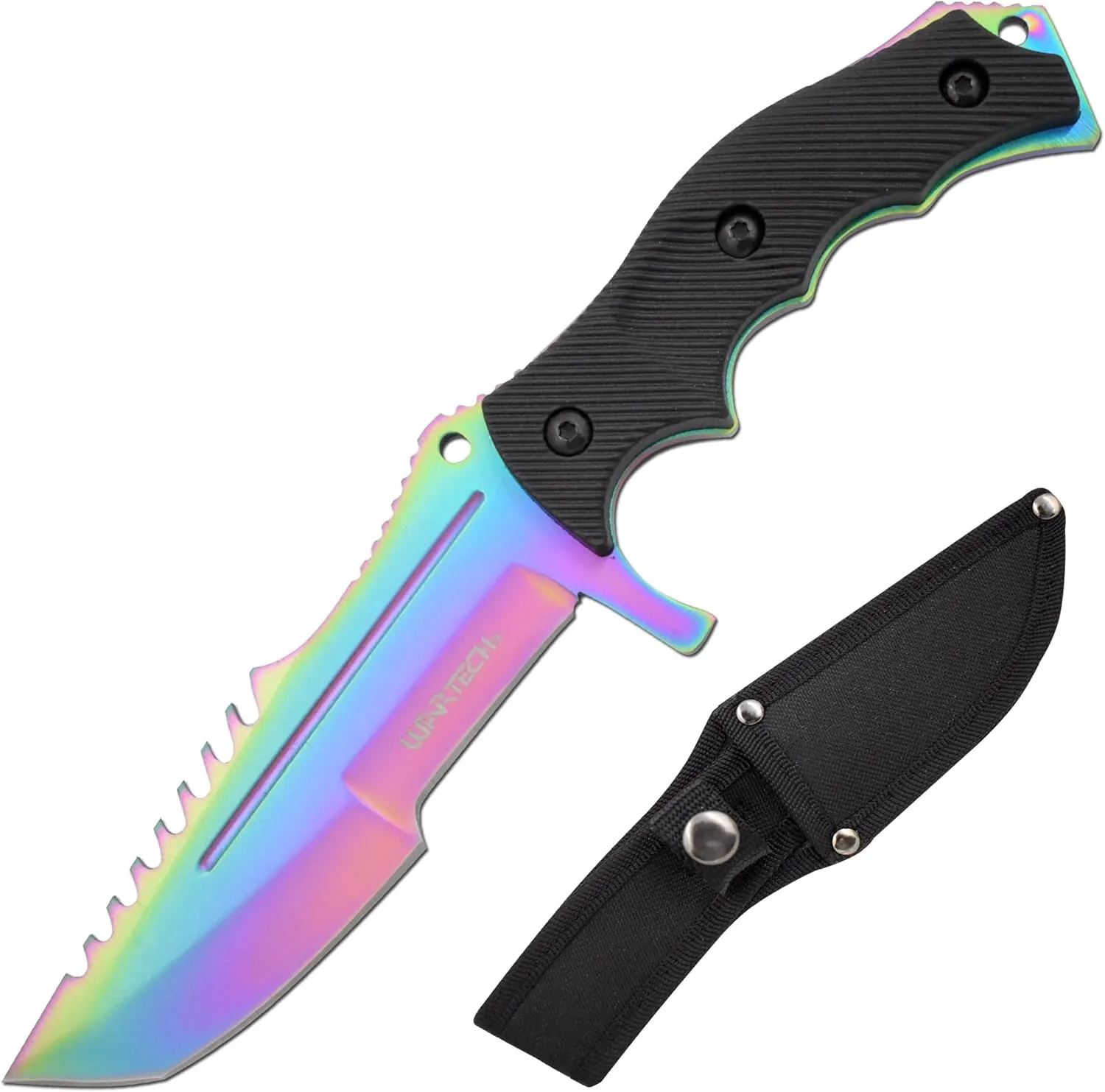 Snake Eye Tactical Triple Set Fixed Blade Mini Huntsman Folding Knife Outdoors Hunting Camping Fishing Self Defense (Rainbow)