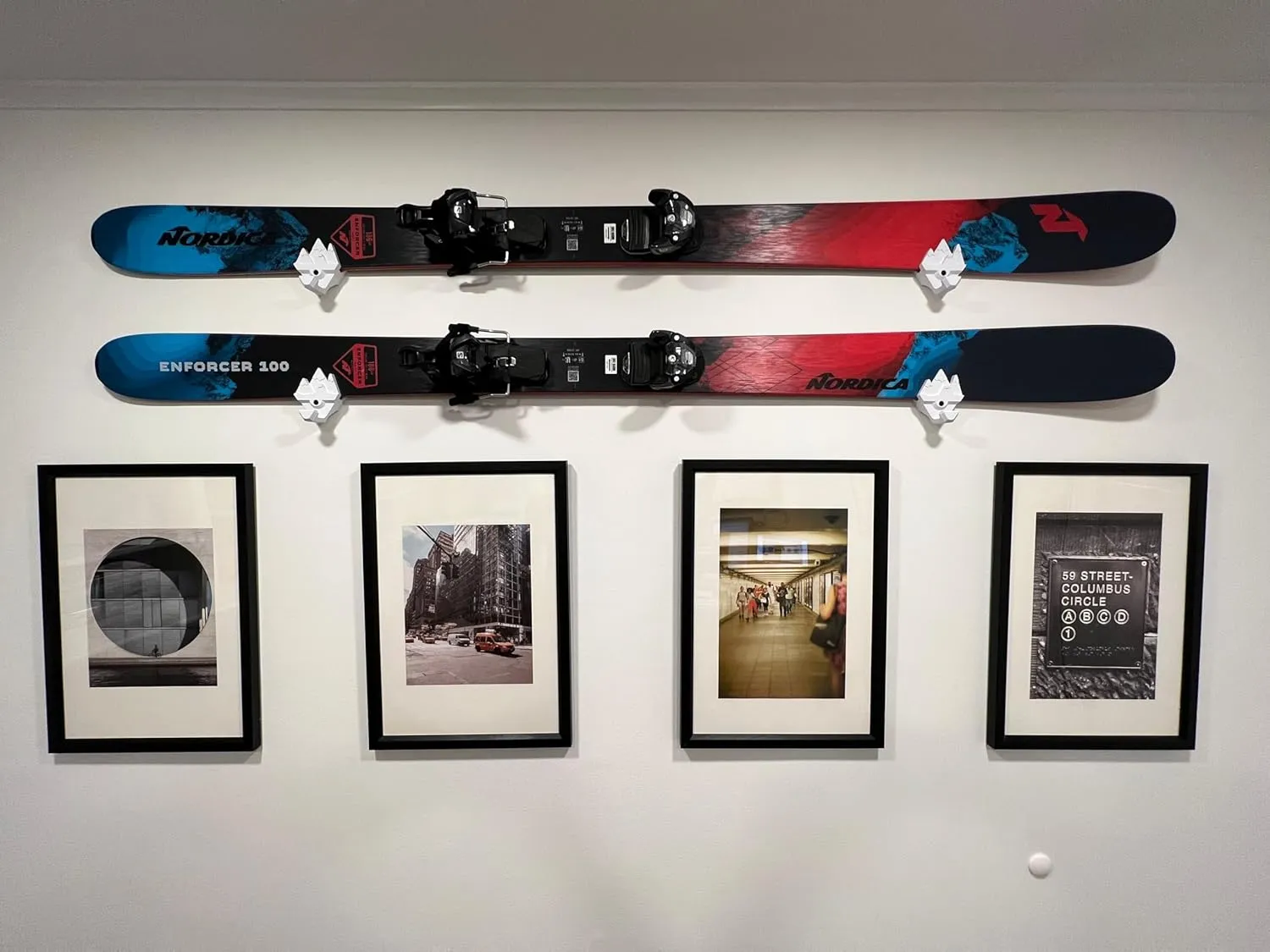 Snow Ski Wall Mount, Snow Skis Rack, Space Saver, Universal Ski Wall Mounts, Winter Sports Storage (True White)