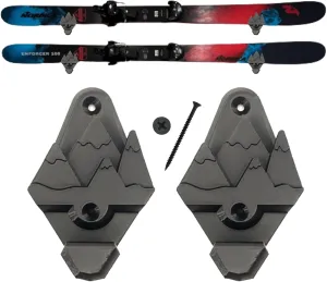 Snow Ski Wall Mounts with Gear Hooks (Black) – Heavy-Duty Ski Rack for Wall Display & Storage – Space-Saving Organizer & Winter Sports Wall Art