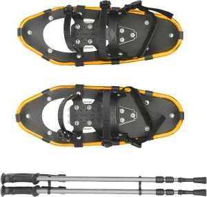 Snowshoes for Men Women Youth Kids, Light Weight Aluminum Snow Shoes with Trekking Poles, Crampon Protector and Carrying Tote Bag (Red  Black, 25 inch)