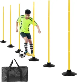 Soccer Agility Poles, 6Pcs Agility Poles with Rubber Bases and Bag Detachable Agility Training Equipment for Football, Rugby, Basketball, Indoor & Outdoor