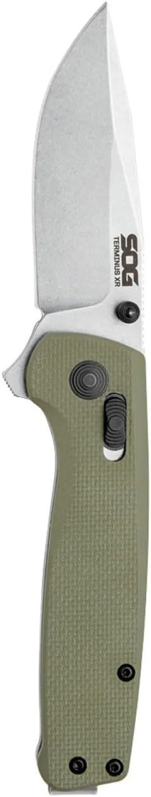 SOG Terminus XR G10 Daily Carry Rugged EDC Ambidextrous Pocket Folding Knives | G10 Handle | Wear-Resistant D2 Steel Blade