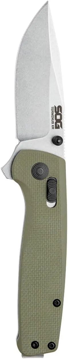 SOG Terminus XR G10 Daily Carry Rugged EDC Ambidextrous Pocket Folding Knives | G10 Handle | Wear-Resistant D2 Steel Blade