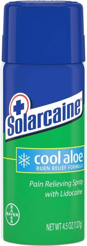 Solarcaine Cool Aloe Burn Relief Spray with 0.5% Lidocaine 4.50 Fl Oz, Pack of 2