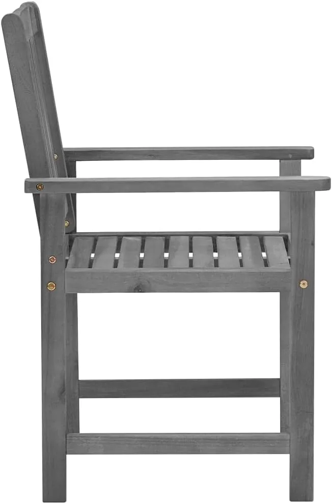 Solid Acacia Wood Patio Chairs with Gray Cushions 2-Piece Set Outdoor Furniture for Poolside Lounging Backyard Dining Beach Camping