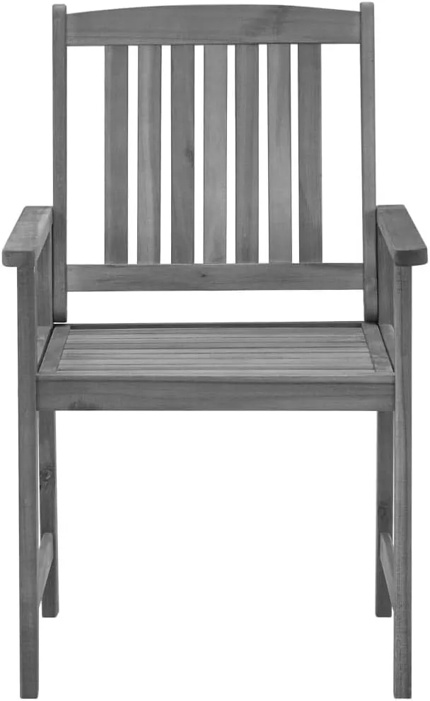 Solid Acacia Wood Patio Chairs with Gray Cushions 2-Piece Set Outdoor Furniture for Poolside Lounging Backyard Dining Beach Camping