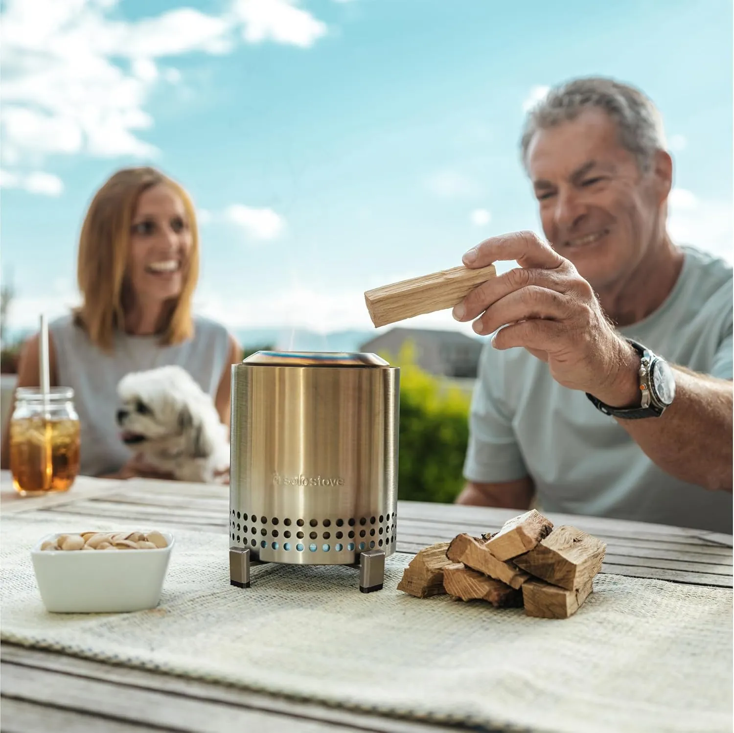 Solo Stove Mesa, 5.1 Inch Tabletop Fire Pit with Stand - Smokeless, Stainless Steel Fire Pit for Camping, Outdoor & Patio- Wood Burning or Pellet Fueled Portable Bonfire, 1.4lbs, Stainless Steel