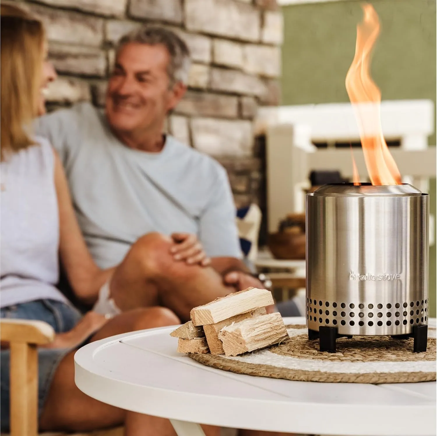 Solo Stove Mesa, 5.1 Inch Tabletop Fire Pit with Stand - Smokeless, Stainless Steel Fire Pit for Camping, Outdoor & Patio- Wood Burning or Pellet Fueled Portable Bonfire, 1.4lbs, Stainless Steel