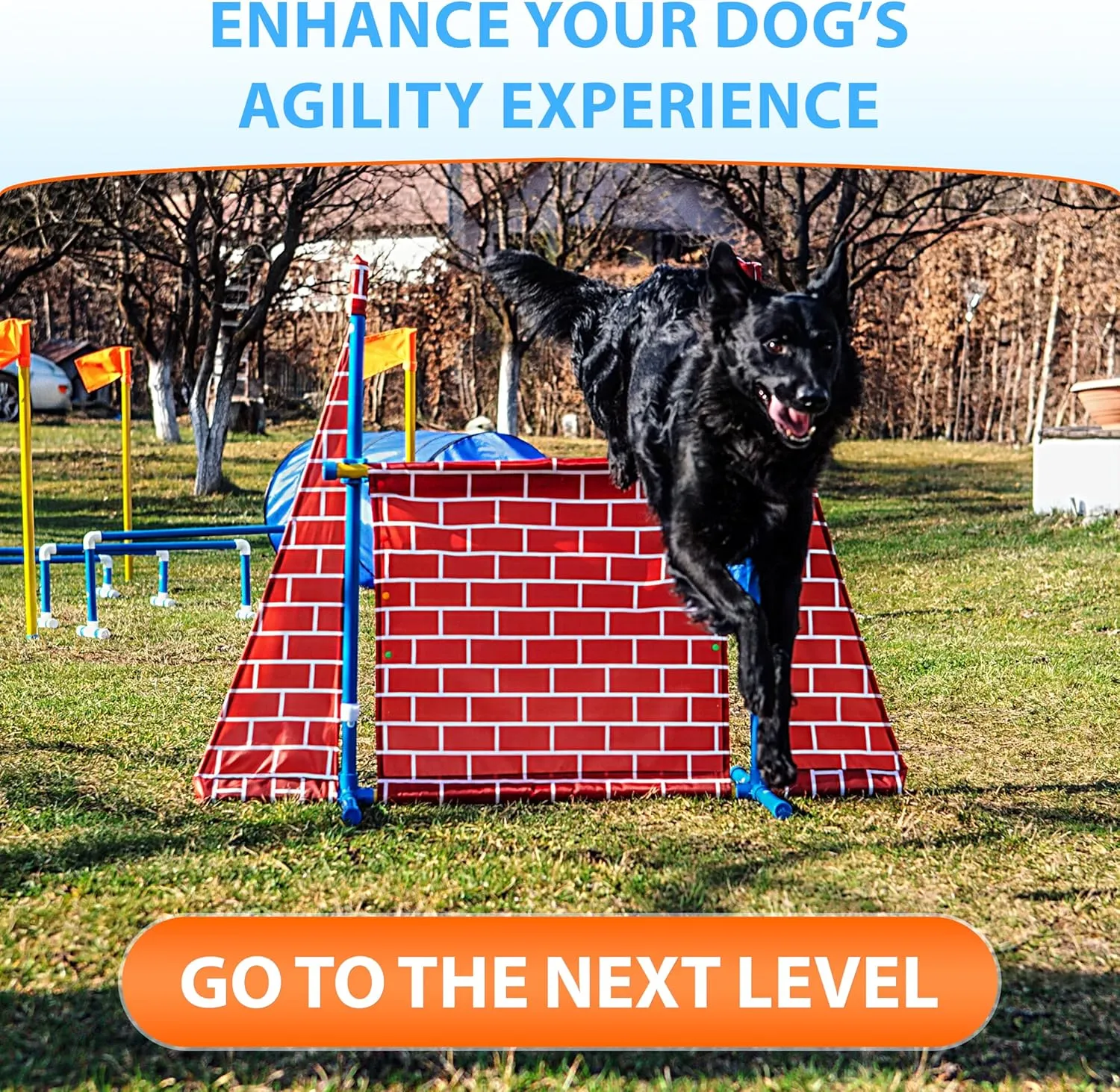 SparklyPets Premium 5 pcs Agility Training Equipment for Indoor & Outdoor – Fun Dog Obstacle Agility Course Backyard Set with Castle Jump, Long Jump, Weave Poles, Pause Box & Closed Tunnel