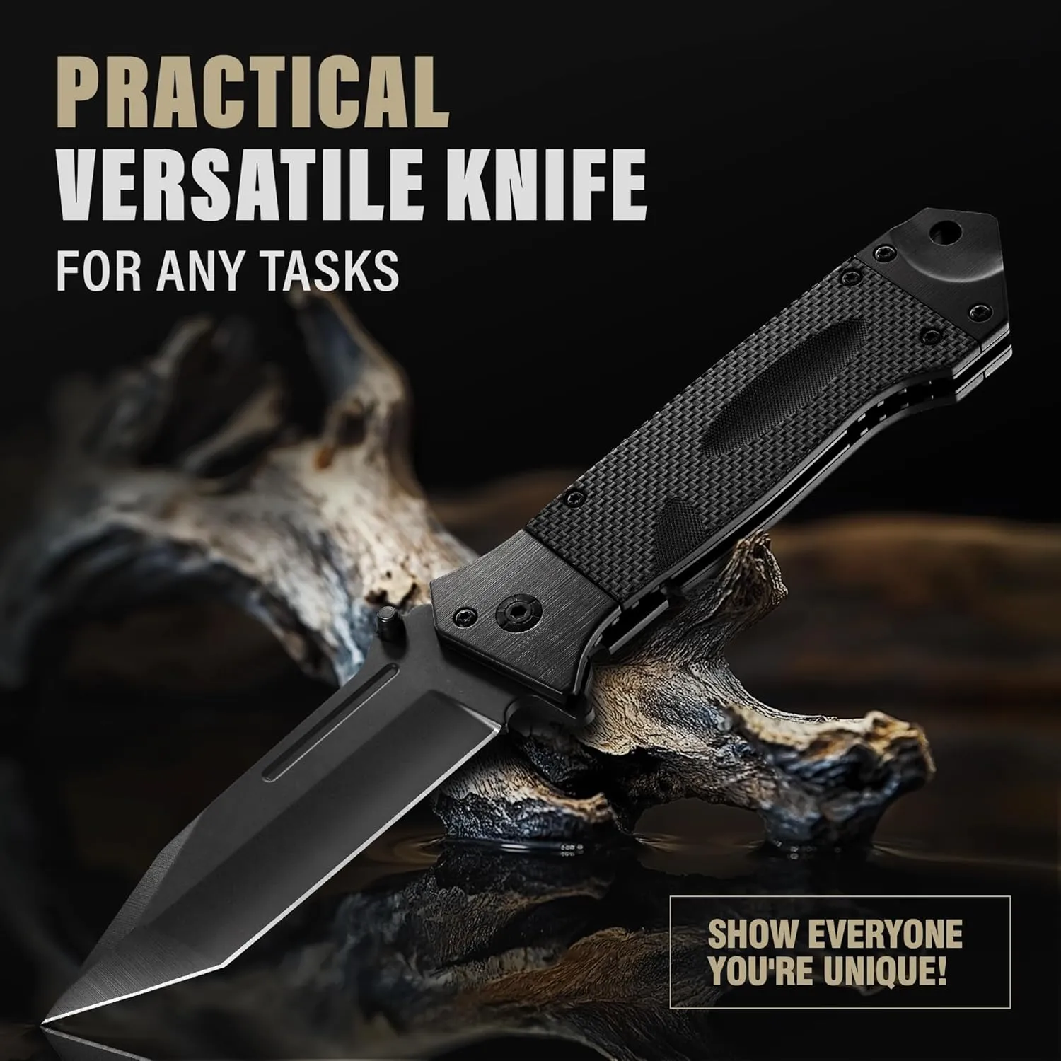 Spring Assisted Heavy Duty Pocket Knife for Men with G10 Handle & Pocket Clip - 3.5" Tanto Blade - Folding Tactical Self Defense Japanese Knives - for Hunting Camping Military Survival Work EDC 6688B