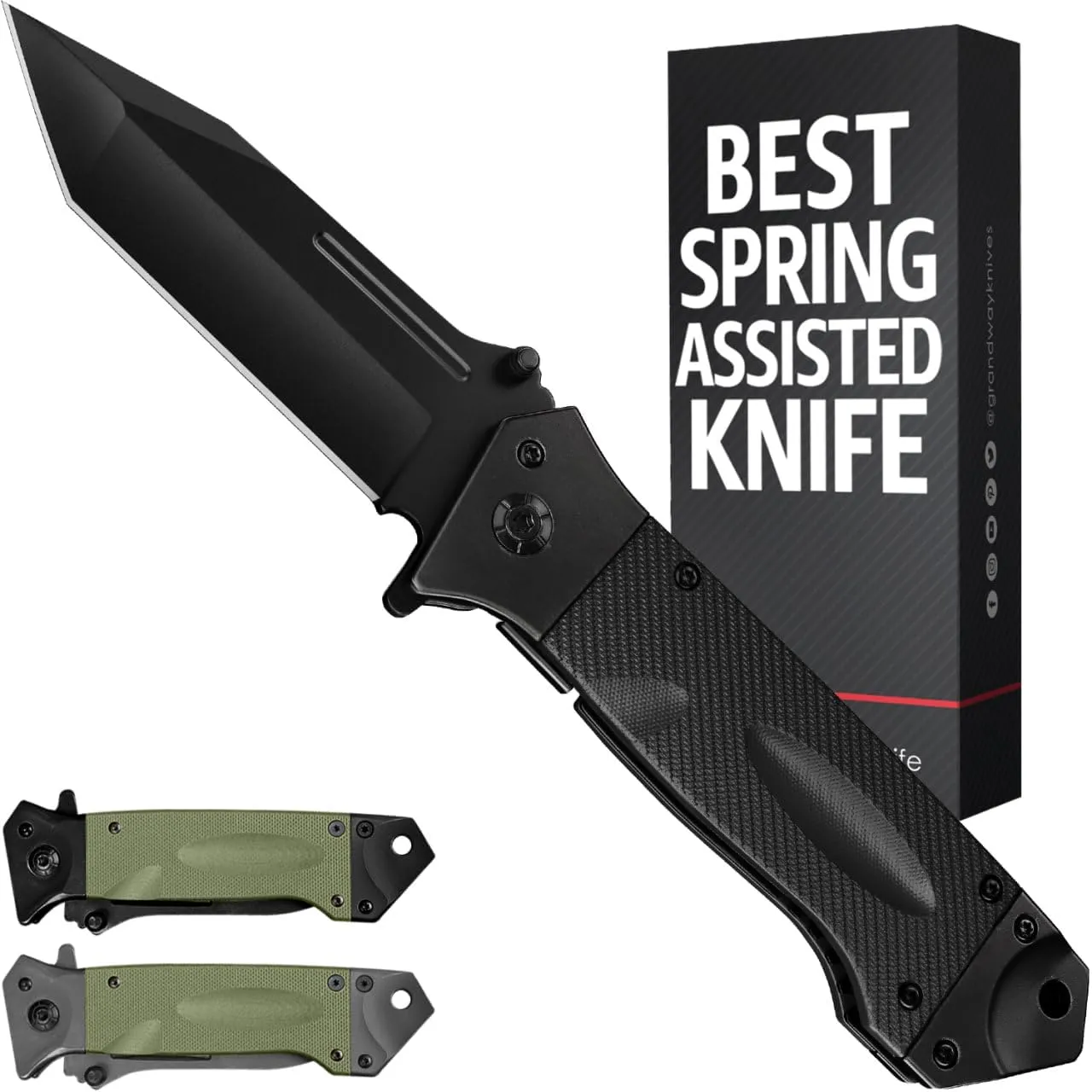 Spring Assisted Heavy Duty Pocket Knife for Men with G10 Handle & Pocket Clip - 3.5" Tanto Blade - Folding Tactical Self Defense Japanese Knives - for Hunting Camping Military Survival Work EDC 6688B