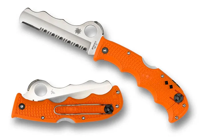 Spyderco Assist Lightweight Orange 3.68" CombinationEdge Folding Pocket Knife (C79PSOR)
