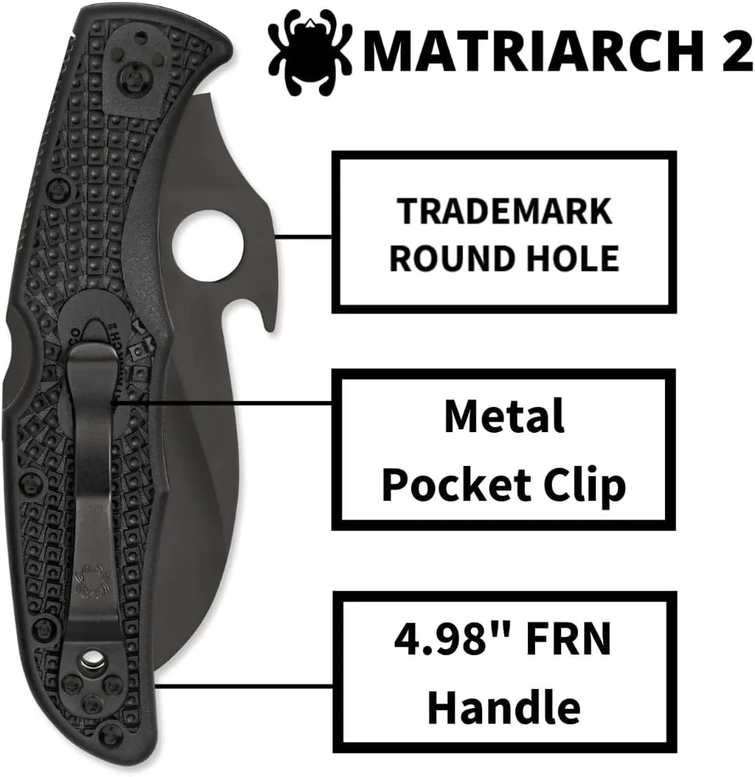 Spyderco Matriarch 2 Folding Knife with Emerson Opener and 3.57" Black VG-10 Blade