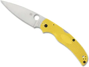Spyderco Native Chief Salt Knife - Lightweight, Yellow Handle with PlainEdge, Full-Flat Grind, CPM MagnaCut Steel Blade and Back Lock - C244PYL