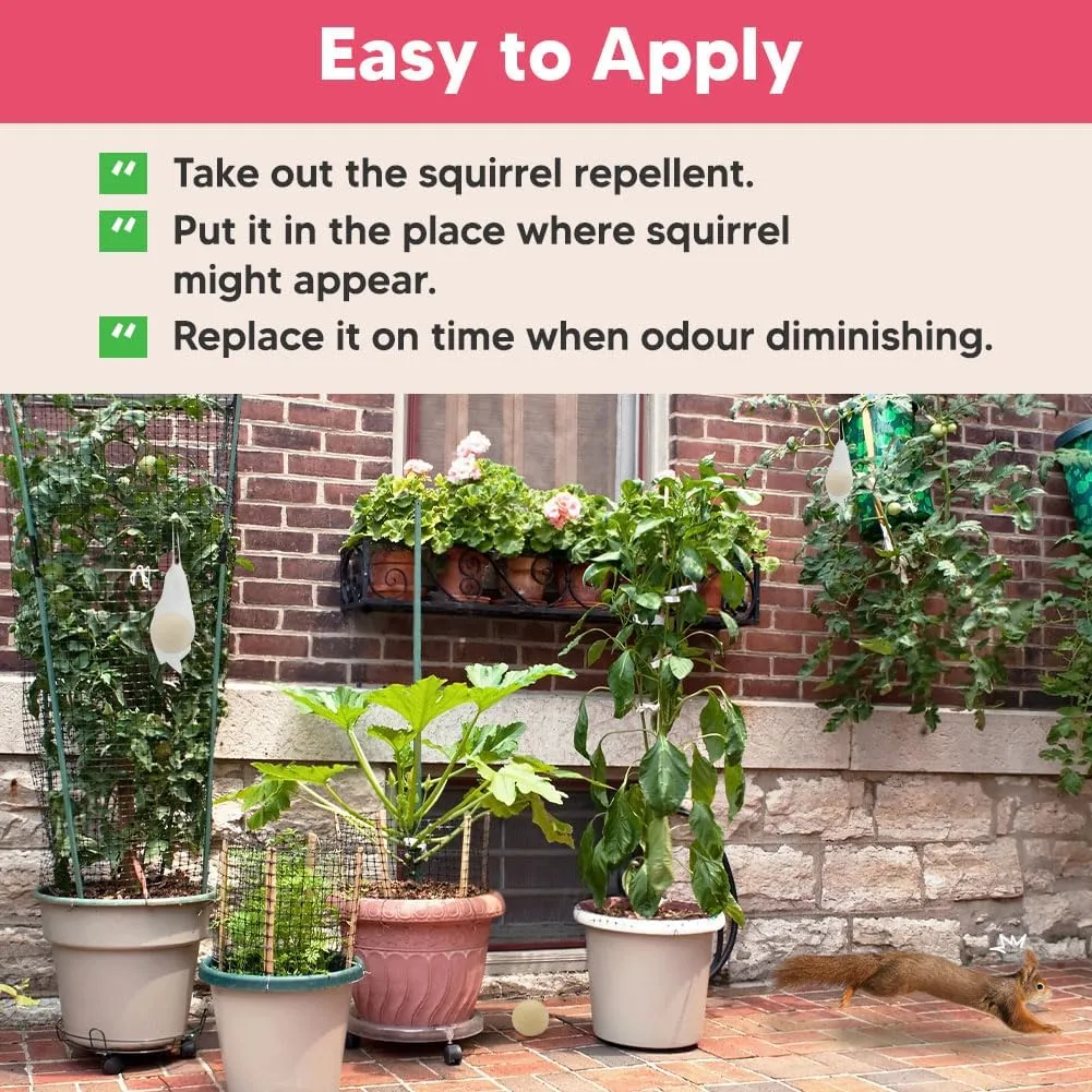 Squirrel Repellent, Chipmunk Repellent Outdoor, Squirrel Deterrent for Potted Plants, Attic Squirrel Repellant, Squirrels Away for Garden, Get Rid of Chipmunks for Tree, Bird Feeders, Car-8P