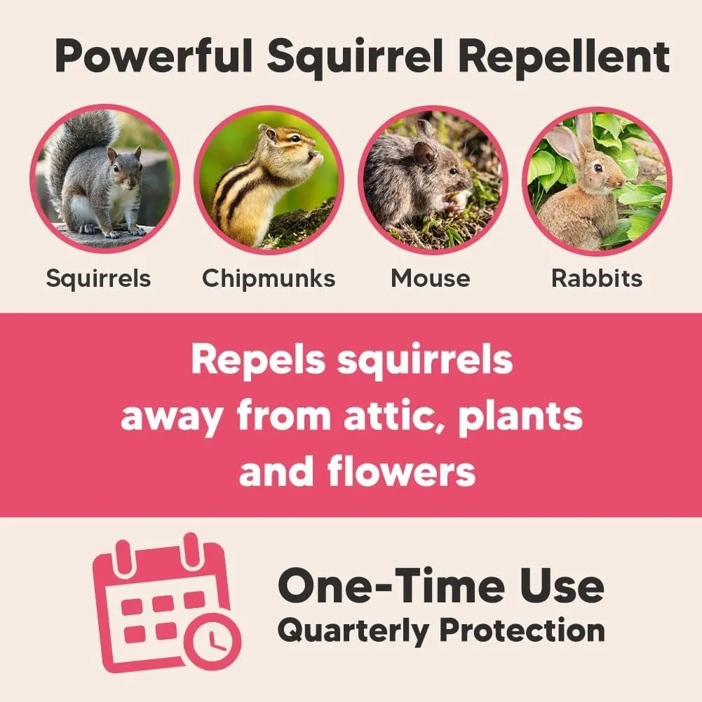 Squirrel Repellent, Chipmunk Repellent Outdoor, Squirrel Deterrent for Potted Plants, Attic Squirrel Repellant, Squirrels Away for Garden, Get Rid of Chipmunks for Tree, Bird Feeders, Car-8P