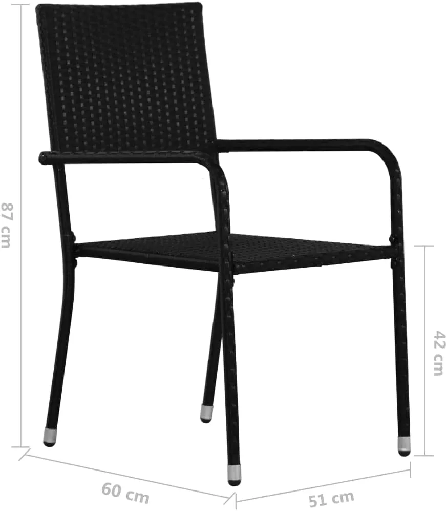 Stackable Patio Dining Chairs 4 Pack Black PE Rattan Outdoor Chairs with Steel Frame for Garden Balcony Poolside