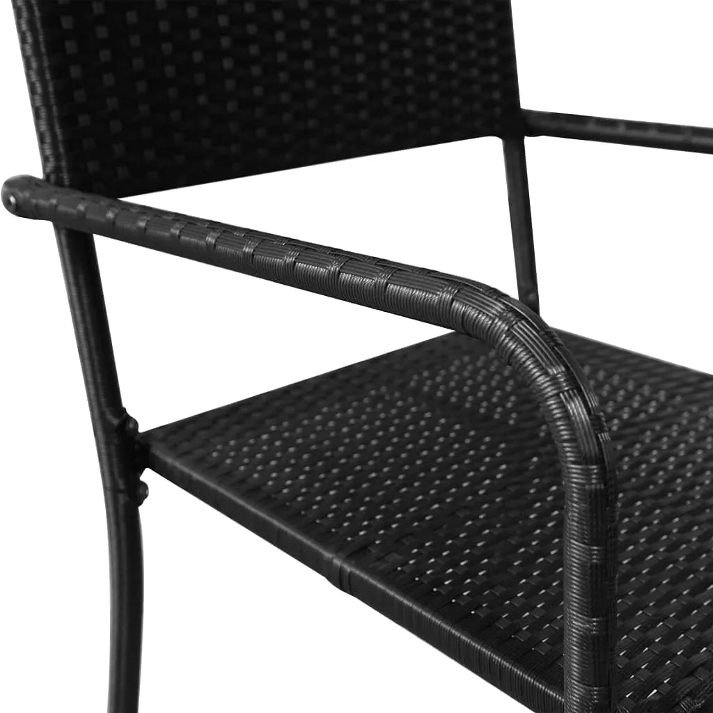 Stackable Patio Dining Chairs 4 Pack Black PE Rattan Outdoor Chairs with Steel Frame for Garden Balcony Poolside