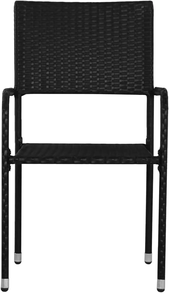Stackable Patio Dining Chairs 4 Pack Black PE Rattan Outdoor Chairs with Steel Frame for Garden Balcony Poolside