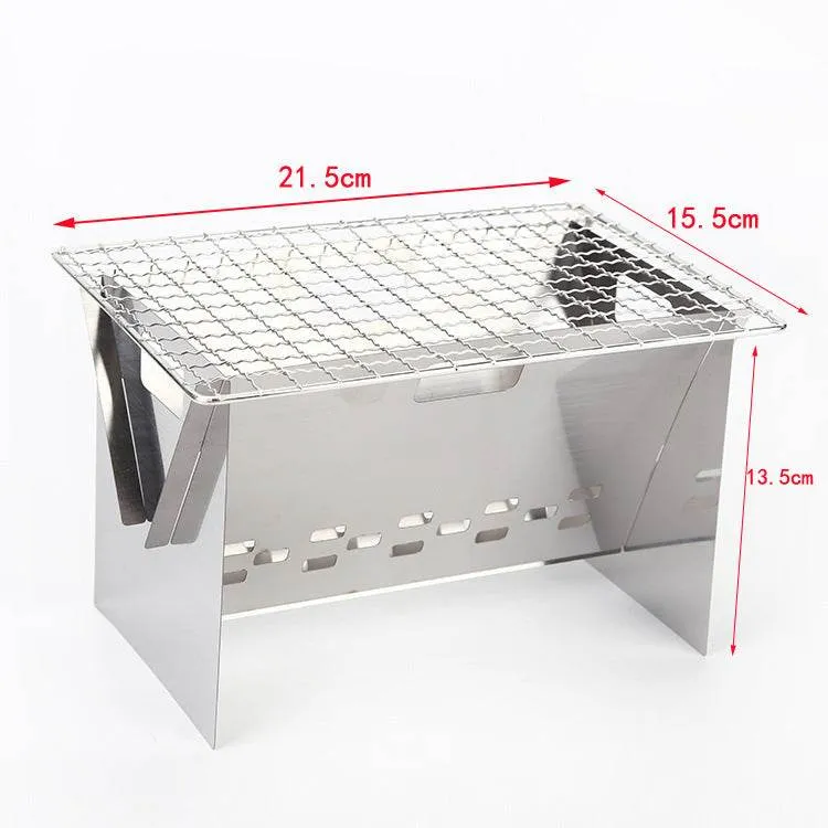 Stainless Steel Flat Card Barbecue Grill Camping Mini