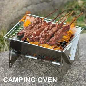 Stainless Steel Portable Folding BBQ Grill - Charcoal Stove for Outdoor Picnic & Camping