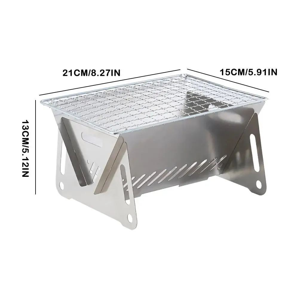 Stainless Steel Portable Folding BBQ Grill - Charcoal Stove for Outdoor Picnic & Camping