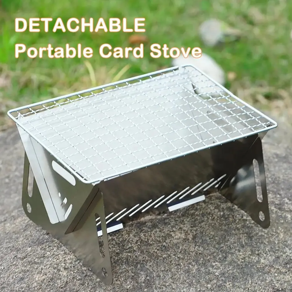 Stainless Steel Portable Folding BBQ Grill - Charcoal Stove for Outdoor Picnic & Camping