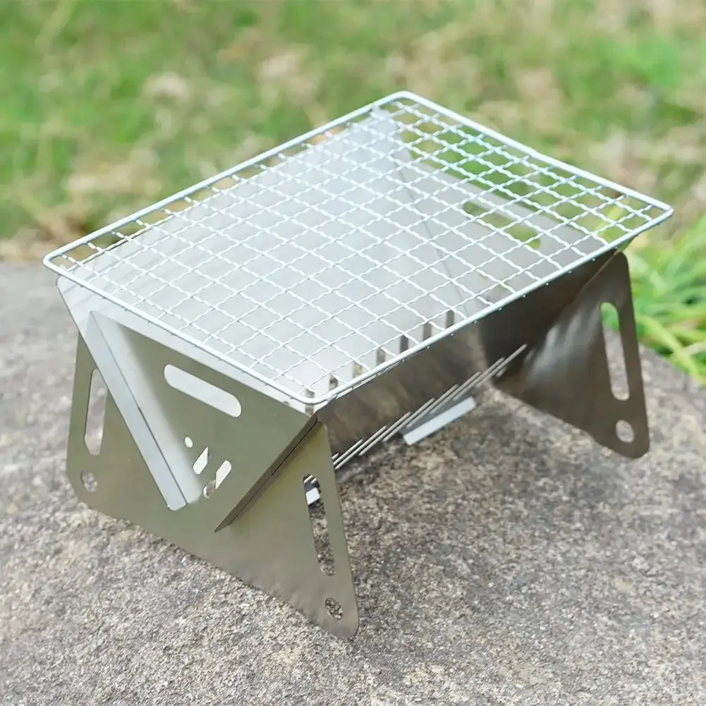 Stainless Steel Portable Folding BBQ Grill - Charcoal Stove for Outdoor Picnic & Camping